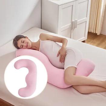 Подушка для беременных U-образная Розовая J-образная Клипса Ножки Односторонняя Поясничная подушка из Полиэстера Защита Талии Поддержка живота Многофункциональная