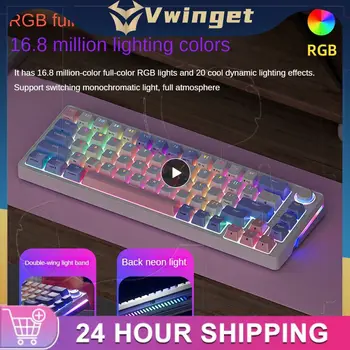 Полноцветная RGB-клавиатура со светящейся подсветкой, полная клавиша горячего подключения, Разделение линий клавиш, цветной блок клавиатуры С легкой многофункциональной ручкой