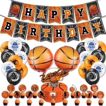 Принадлежности для вечеринки в баскетбольной тематике, воздушные шары, баннер, Топпер для торта, крутой спортивный декор для вечеринки в честь дня рождения мальчиков для любителей баскетбола