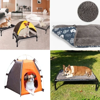Приподнятая кровать для собак с балдахином, Уличная кроватка для собак со съемным балдахином-Палатка для домашних животных Прямая поставка