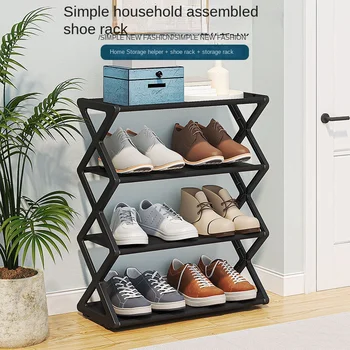 Простая Х-образная стойка для обуви, многофункциональный шкаф для обуви из двухслойных стальных труб в сборе, студенческое общежитие
