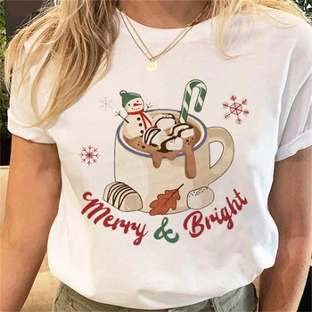 Простой и универсальный Рождественский повседневный стиль с короткими рукавами и буквами, Новая модная футболка с принтом Рождественской елки, модная женская футболка
