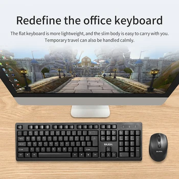 Простой ультратонкий черный мини-комплект беспроводной клавиатуры и мыши 2,4 G для настольного ПК Loptop Classic Business Office Set