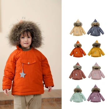 Пуховик для девочек, водонепроницаемая детская шапка феи в скандинавском стиле, куртка с утолщенной хлопковой подкладкой для мальчиков, плюшевая куртка, тренд