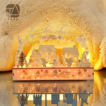 Рождественская лампа Tada 3D, деревянная головоломка со светом, сборная модель, игрушки, подарок на День рождения для Детей и Взрослых