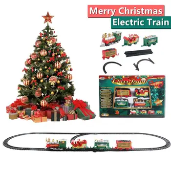 Рождественский поезд, набор железнодорожных путей, игрушки, Креативный декор, Рождественская елка, поезд, подарочная игрушка для детей, подарок на День рождения, Веселый Новогодний праздник