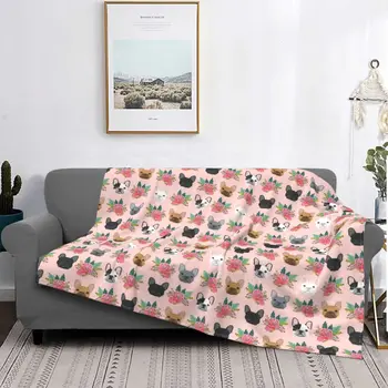 Розовое Милое одеяло для собак с 3D принтом французского бульдога, Фланелевое Текстильное Дышащее Легкое Одеяло для дома, Покрывало для улицы