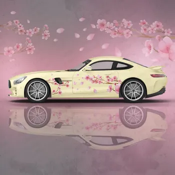 Розовый цветок, Женская Защитная пленка для автомобиля, Наклейка на автомобиль, Креативная наклейка, Универсальный размер, Декоративная наклейка на кузов автомобиля, наклейка на автомобиль