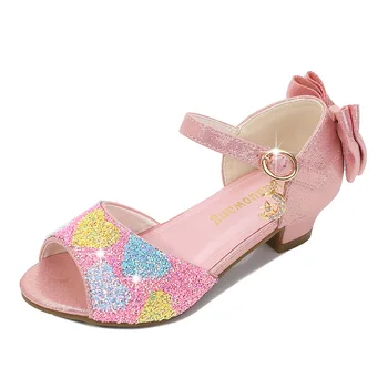 Сандалии, обувь принцессы для девочек, водонепроницаемые нескользящие туфли с украшением в виде кристаллов, блестящая износостойкая дышащая детская обувь