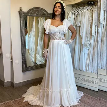 Свадебные платья 2023 с кружевным шлейфом трапециевидной формы, сшитое на заказ платье невесты De Mariée, сшитое на заказ для женщин, свадебное платье Vestido De Novia