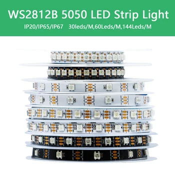 Светодиодная лента WS2812B DC5V RGB со встроенной микросхемой 5050, декоративное освещение, атмосфера, интеллектуальный свет