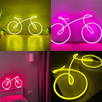 Светодиодный Велосипед на заказ, Настенный художественный декор, Велосипед, неоновая вывеска для гобеленов, украшение комнаты, Персонализированные подарочные световые вывески