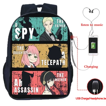 Семейный USB-рюкзак Spy X Для подростков, Повседневный Уличный Рюкзак Anya Loid Forger, Модный рюкзак для студентов, Дорожная сумка