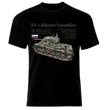 Советская футболка с инфографикой Тяжелого танка КВ-1 времен Второй мировой войны из 100% Хлопка с круглым вырезом, Летняя Повседневная мужская футболка с коротким рукавом, Размер S-3XL