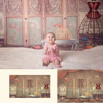 Современные времена-Фон для портрета маленьких детей, Ретро-занавес, ширма, фон для комнаты для девочек, реквизит для студии художественной фотографии для девочек