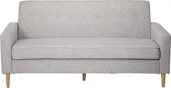 Современный тканевый 3-местный диван середины века, наволочка из светло-серого твида/натурального льна