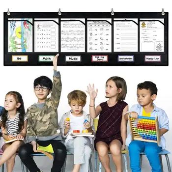 Таблица для хранения домашних заданий учителя, карманная таблица, висящая на стене в офисе, расписание домашних заданий, бумаги, карманная таблица для начальной школы
