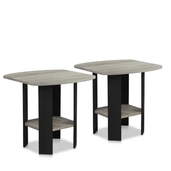 Торцевой /приставной столик Furinno Simple Design, серый французский дуб, набор из 2 приставных столиков mesa wood table