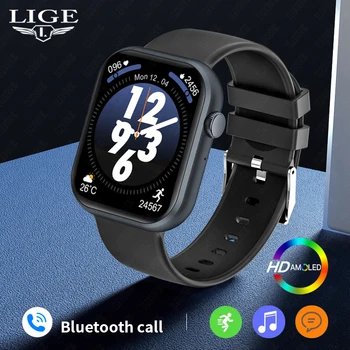 Умные часы LIGE 2023 Для Мужчин и Женщин, 1,85 Дюйм(ов), Цветной сенсорный HD-экран, Умные часы с Bluetooth-вызовом, наручные часы для фитнеса, черный