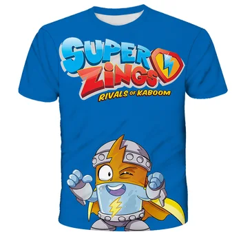 Футболка с героями мультфильмов Super Zings, детская игровая уличная одежда, детская футболка с коротким рукавом, футболка Superzings, топы для детей