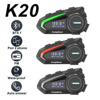 Цифровая Гарнитура Для Шлема K20 Bluetooth 5.1 Moto Handsfree Беспроводной Комплект С Функцией Подавления шума FM-радио Голосовой Помощник