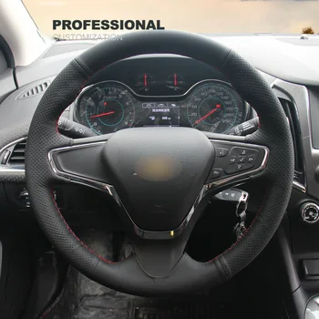 Черный Чехол на руль из натуральной кожи для Chevrolet Cruze 2015 Volt 2016 2017 Аксессуары для интерьера автомобиля