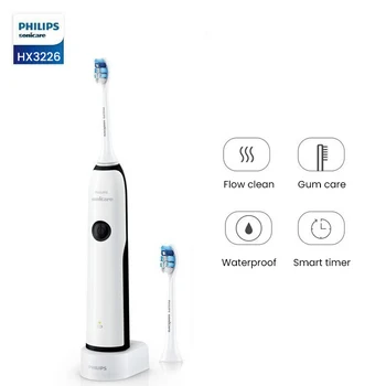 Электрическая Зубная щетка Philips Sonicare Elite + HX3226 Перезаряжаемая Зубная щетка IPX7 Режим чистки 2 Сменные головки Таймер на 2 минуты