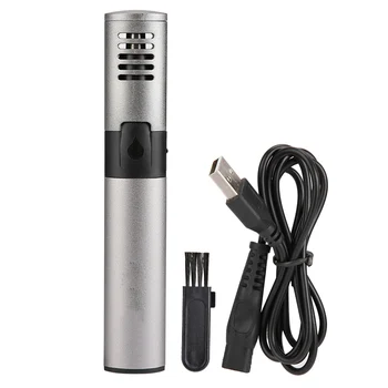 Электрический триммер для волос в носу с USB-зарядкой, портативная машинка для стрижки волос в носу, серебристо-серый