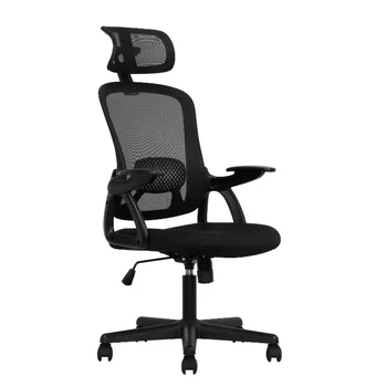 Эргономичное офисное кресло с регулируемым подголовником, черная ткань, вместимость 275 фунтов