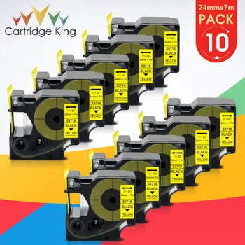 Этикетка 10PK 24 мм для DYMO D1 53718 Dymo Tape D1 Черная на желтой картриджной ленте Совместима с Dymo LabelManager Label Maker